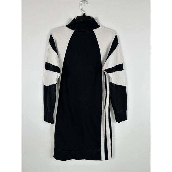 Adidas Equipment Black White Stripe Mock Neck Sweater Sweatshirt Dress Small - Picture 5 of 9